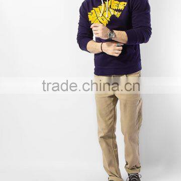 Fleece Plain Black Pullover Sweatshirt Hoody Without Hood for Men photo-5