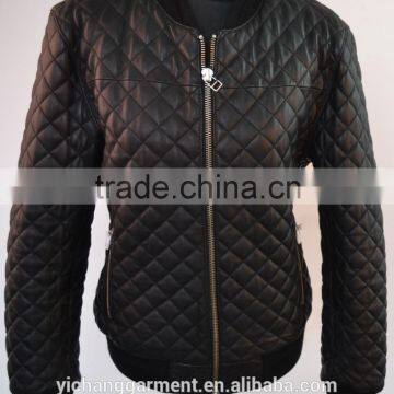 Black Men's PU Fabric Quilted Bomber Jackets