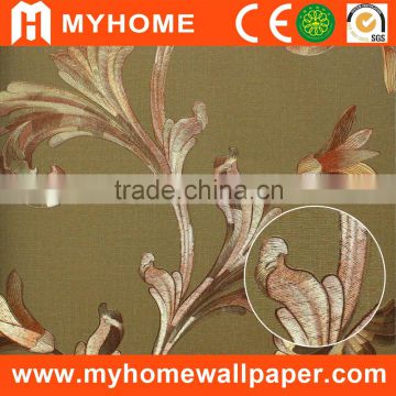 home interior metallic foil wallpaper with orchids