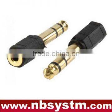 6.6.35mm stereo male to 3.5mm stereo,mono female adapter Gold