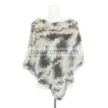 Ladies` fashion fur poncho rex rabbit fur poncho ,KZ14126