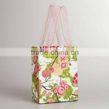 2014 High Quality Printed Drawstring Paper Bag With Webbing Handles