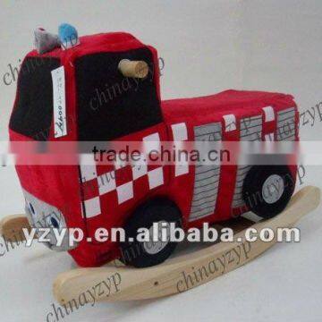 new Children's Kids Plush firetruck Rocking Horse baby Rocker wooden rockers