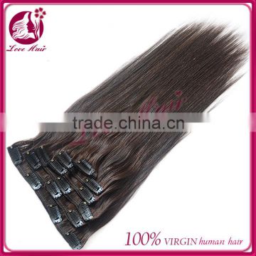 High feedback in large stock human hair 8 to 30 inch silky straight clips in hair extensions