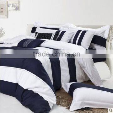 latest design , blue and white stripe bedding set .sateen bedding set