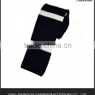 flat bottom black and white men's knit ties