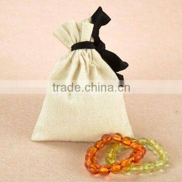 Small custom cotton fabric drawstring premium gift bag