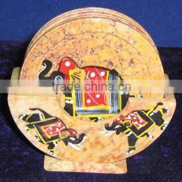Soapstone Painting Stone Tea Coaster Set