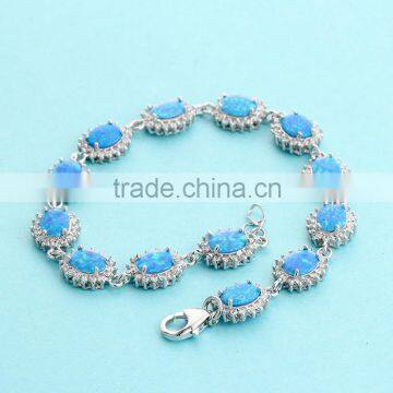 925 Sterling Silver Blue Opal Handmade Bracelet SBI184W photo-2