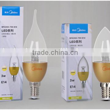 2016 Cheap price! China E14 3W Led candle light with tail of CE and ROHS approved