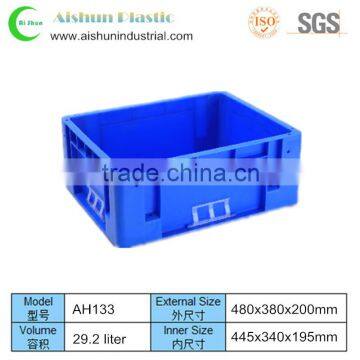 480x380x200mm Stackable reinforced plastic crate with lid