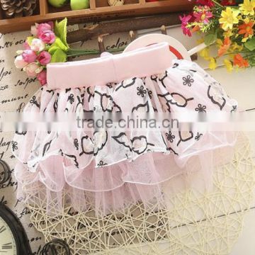 New Children Kids Girl's Wear Cute Baby Waist Bow Leaf Printed Layer Sweet Lovely Casual Party Skirt