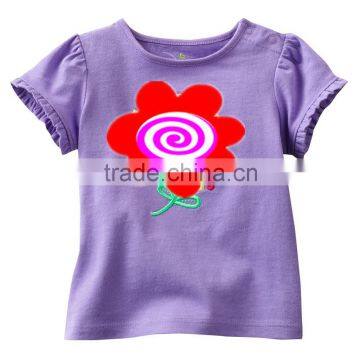 t-shirts baby girls lovely purple red flower cotton tops