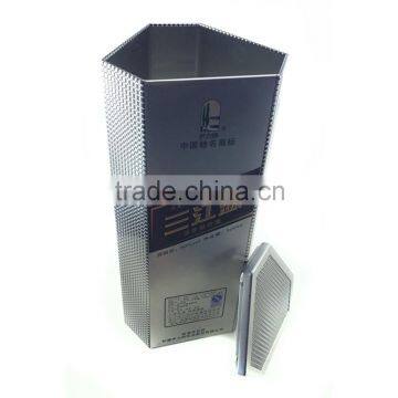 High Quality Bottle Shaped Tin Box,wine Tin,hexagonal Tin Can