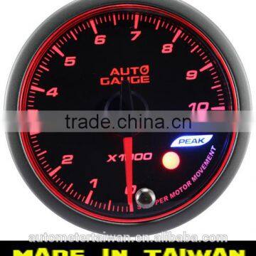 60mm auto gauge tachometer / smoke lens Tachometer gauge with warning and peak recall