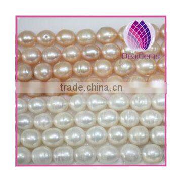 Natural Pearl white / peach / mauve 9-10mm rice,B+ grade.