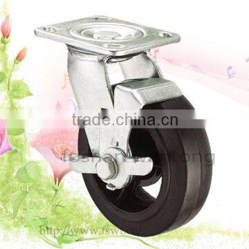 Hardware Heavy Duty Rubber Iron Swivel Caster With Brake