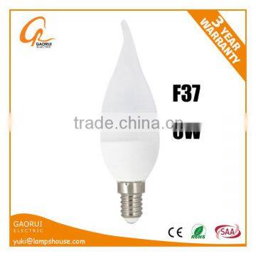 6w candle lighting bulb led c37 with tail material is al and pc good heat dissipation 85-265v good sell in europe