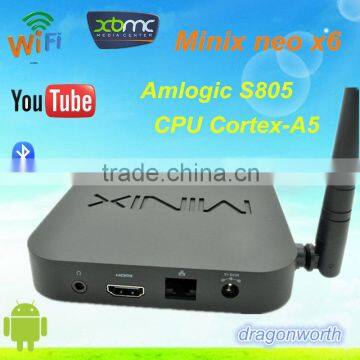 2016 FACTORY PRICE ! Android smart tv set top box MINIX NEO X6 Amlogic S805 Quad Core Mali-450 GPU 1GB/8GB XBMC Support