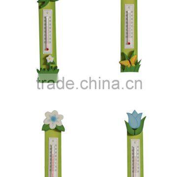 Wooden Flowers Thermometer Decoration houseware products wooden thermometer weather station