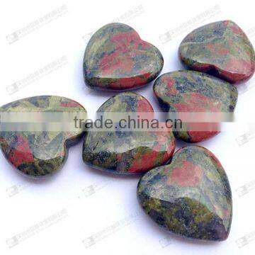 heart shaped gemstone beads-Factory price unakite heart shape jewelry beads for necklace/pendant (25mm)