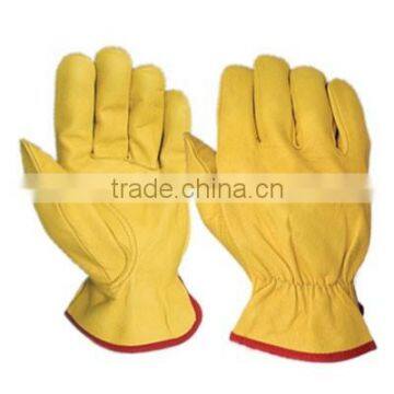 Full Yellow Cow Grain Leather Driver Gloves