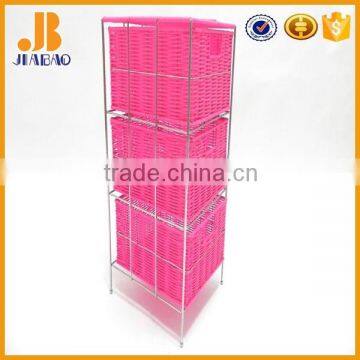 Plastic Rattan Pink Storage Cabinet