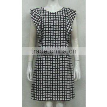 PRETTY STEPS 2015 High Fashion Knee Length Lotus Leaf Sleeve Swallow Gird A-line Dress for Women
