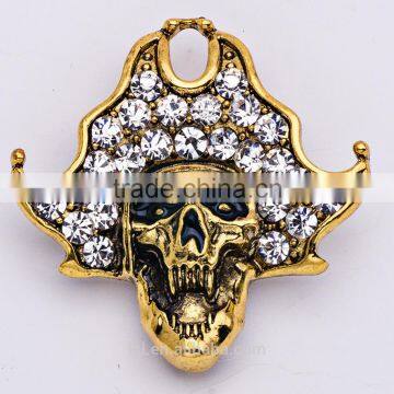 Hot sale halloween party fashion imitation jewelry pin skull heard brooch with imitation rhinestone 2015 made in China yiwu