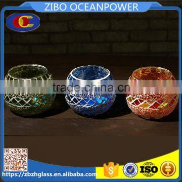 assemble Toughened glass pieces glass candle holder mosaic