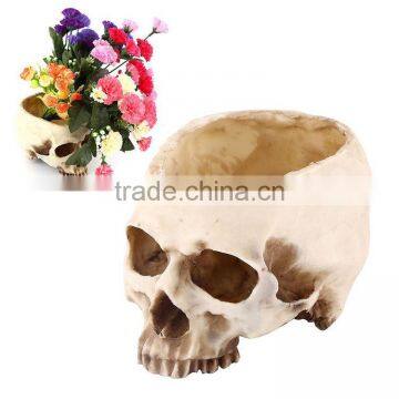Resin Skull Head Design Flower Pot Planter Skeleton Decor