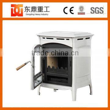 Enamel wood stove type cast iron wood burning stove with glass ceramics
