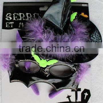 Halloween Sexy Girl Bat Headband and Mask With Feather photo-2