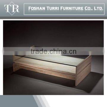 Low Travertine Stone Base Wit Glass Coffee Table photo-3