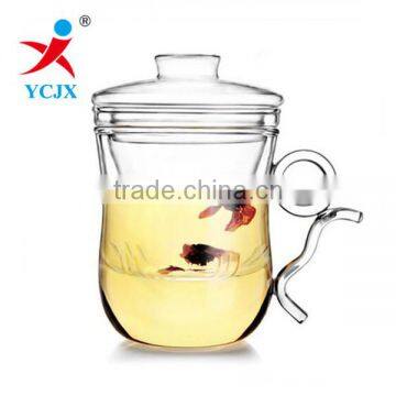 sale new unique shape glass tea cup with glass lids