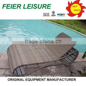 New style fabric outdoor furniture rattan sun lounger