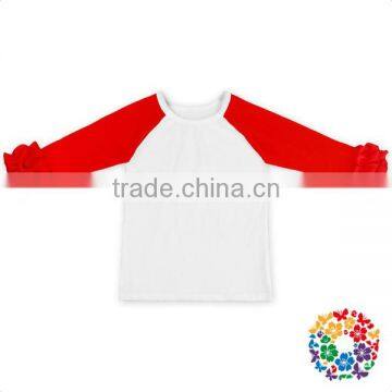 Unisex White Ruffle Raglan Customize Ruffle Raglan Shirt Hot Selling Long Sleeve T Shirts photo-4