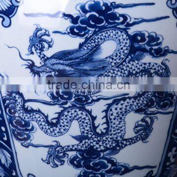 Customized Blue and White Porcelain Hand Painted Dragon Temple Ginger Jars photo-2