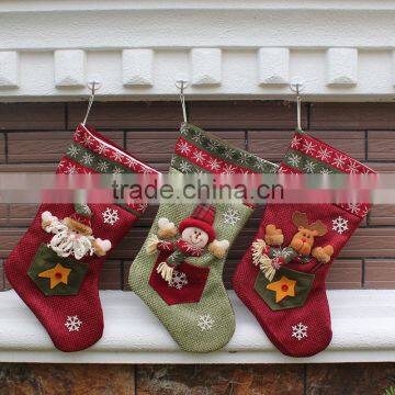 2017 Amazon Hot Custom Felt Fabric Christmas Gift Hanger Santa Christmas Stocking in Stock photo-4