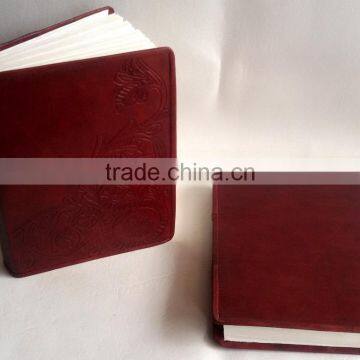 Handmade Genuine Plain Pippin Embossed Paisley Design Leather Notebook photo-5