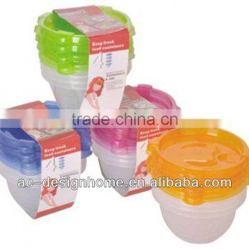 4 PCS FUCHSIA, TURQUOISE, LIME GREEN, ORANGE 0.35L ROUND PP PLASTIC FOOD CONTAINER