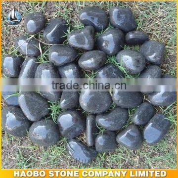 Wholesale polished black natural pebble stone