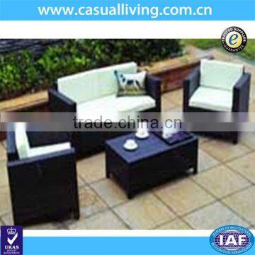 4-Pieces Patio Cushioned Black Rattan Garden Furniture