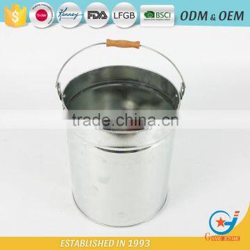 Galvanized bin metal trash receptacle