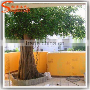 Indoor Cheap Artificial Banyan Tree Fake Plastic Plants Artificial Tree Trunk Decorative Metal Ficus Trees photo-2