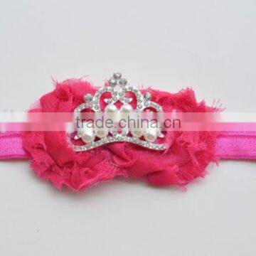 New Princess Elastic Crown Flower Headband Pearls Tiara Baby Girl Headband photo-3