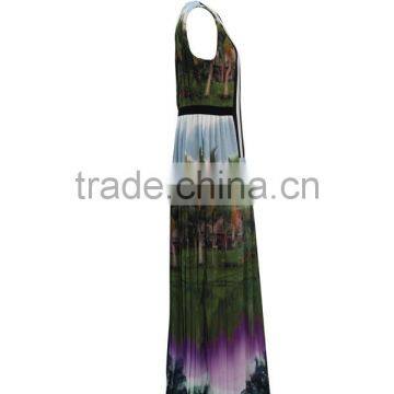 Women's Sleeveless Fancy Summer Printed Maxi Dress 2016 photo-2