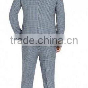 Blue And Grey Gingham Check Wool Two Button Suit(SHT1152) photo-2