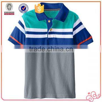 2015 Latest Design Stripe Printing Fancy Boys Child Cloths With Polo Collar photo-5