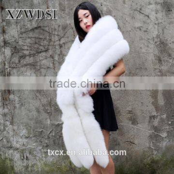 CX-B-32 OEM Service White Long Plain Color Fox Fur Shawls photo-4